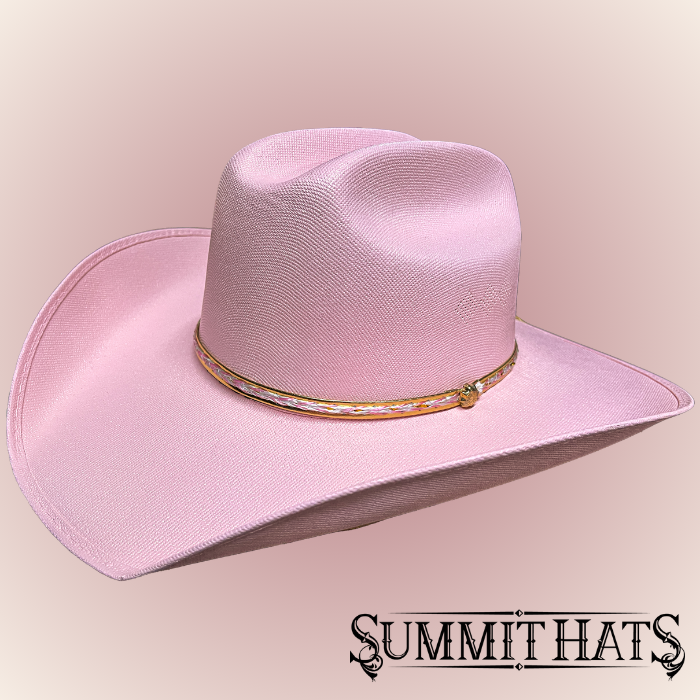 Canvas Cattleman Cowboy Hat - Cream, Light Pink, Hot Pink, Lavender, Black, Light Blue, Red