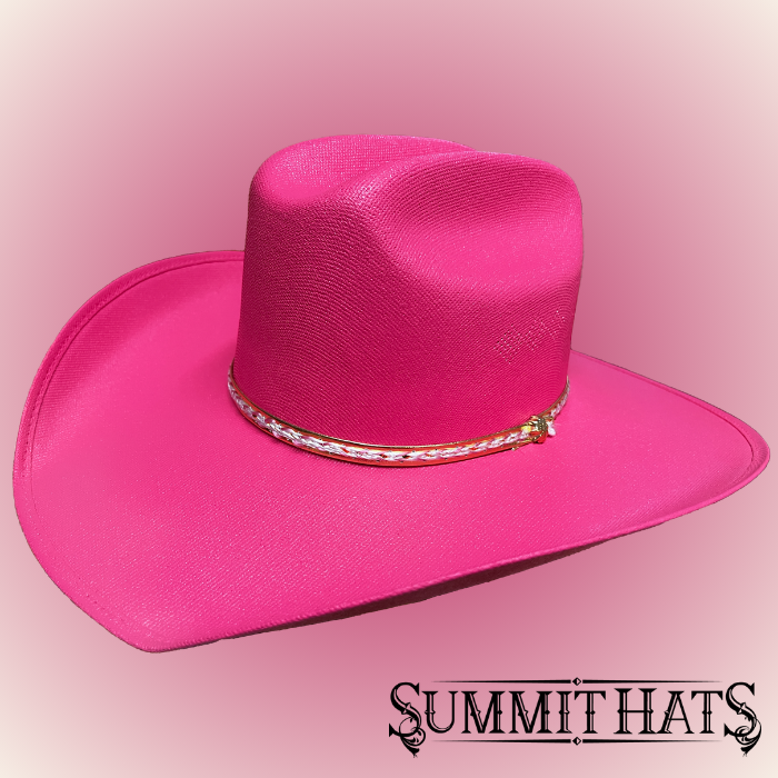 Canvas Cattleman Cowboy Hat - Cream, Light Pink, Hot Pink, Lavender, Black, Light Blue, Red