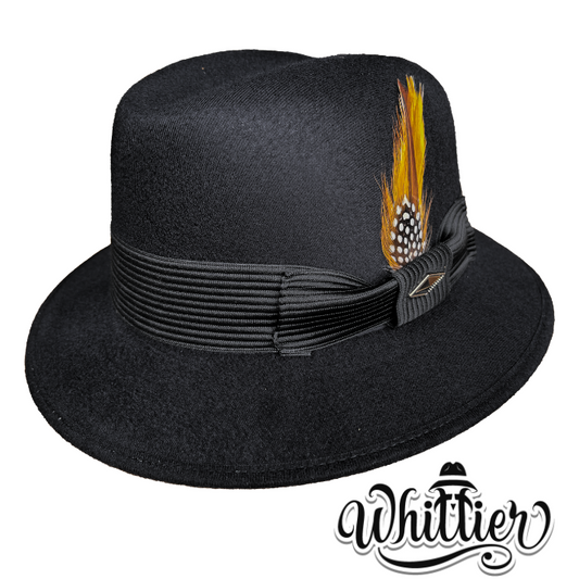 Chicano Homage Fedoras - Black Authentic Whittier Collection Faux Felt Lowrider Derby