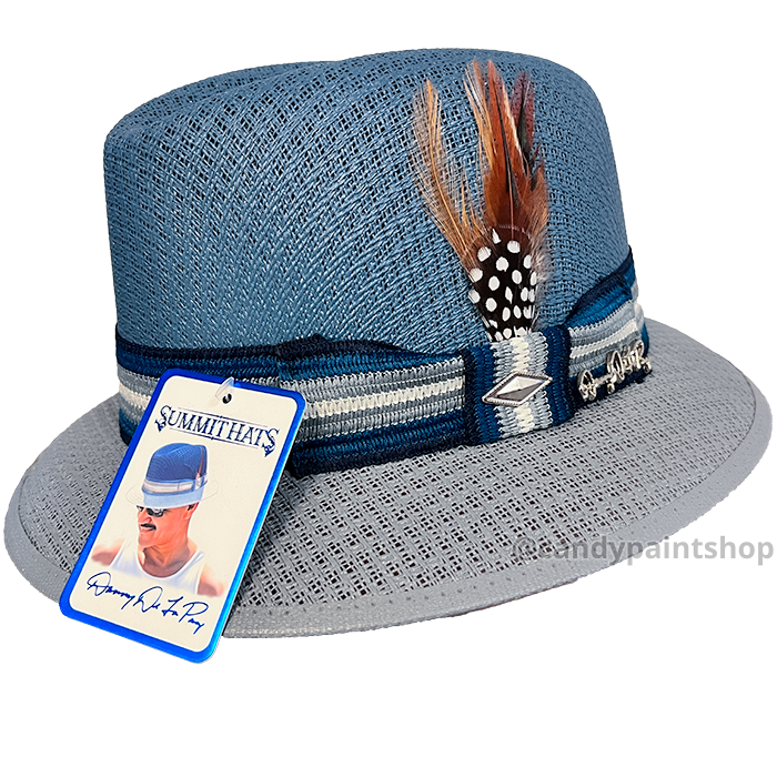 Classic Cruiser Blue - Blue/Grey - Authentic Danny De La Paz Lowrider Derby Signature Hat Collection - Inspired Boulevard Nights Fedora by Summit Hats