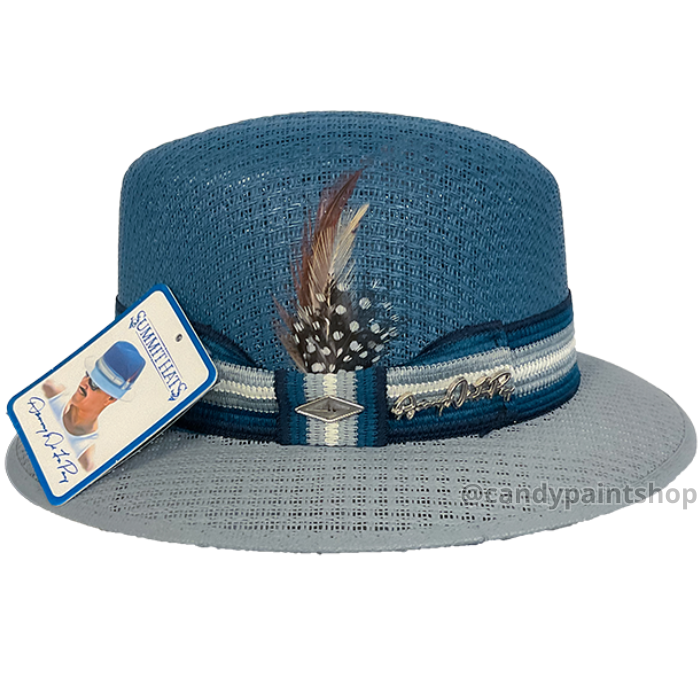 Classic Cruiser Blue - Blue/Grey - Authentic Danny De La Paz Lowrider Derby Signature Hat Collection - Inspired Boulevard Nights Fedora by Summit Hats