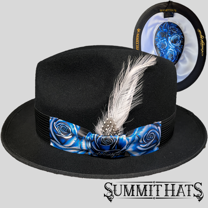 Ink & Roses Black - Freddy Negrete Felt Fedora Collection - Inspired by Tattoo Art